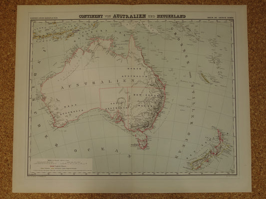 Australië & Nieuw-Zeeland Grote Antieke Landkaart 1857 Originele Handgekleurde Kaart