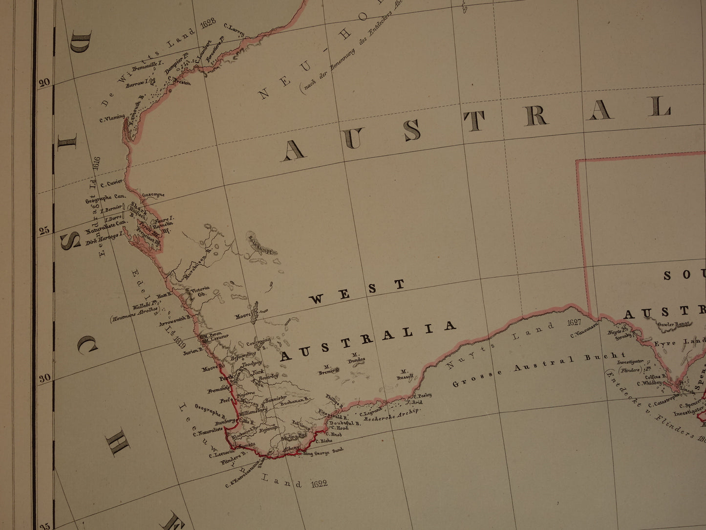 Australia &amp; New Zealand Large Antique Map 1857 Original Hand-Colored Map