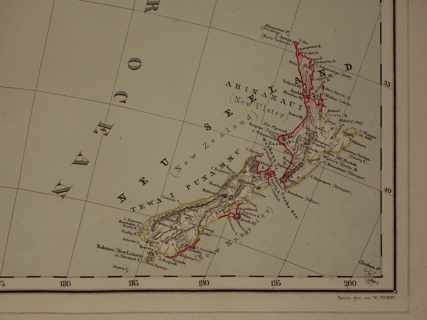 Australia &amp; New Zealand Large Antique Map 1857 Original Hand-Colored Map