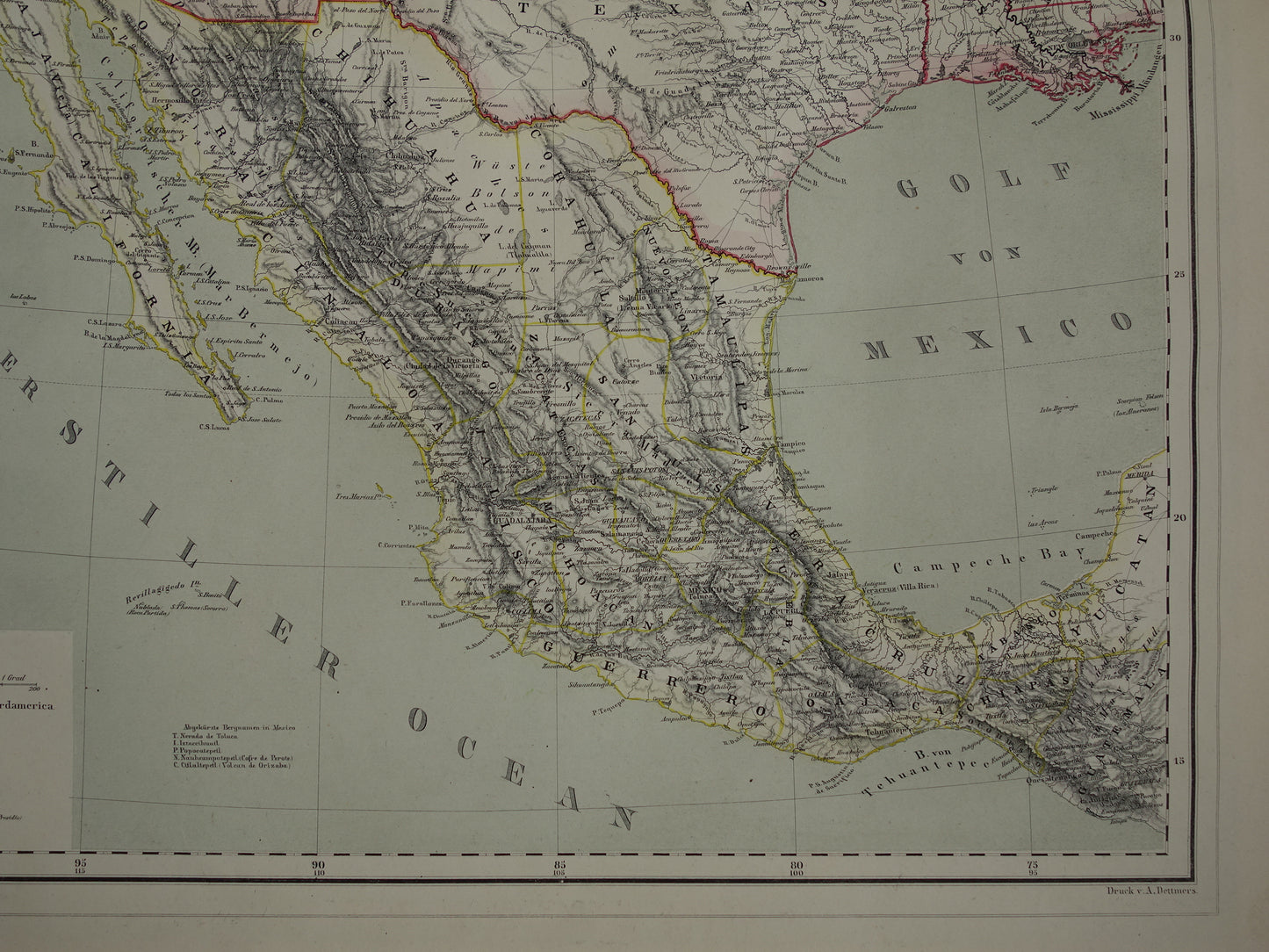 United States West Coast old map of USA in 1857 original antique map America vintage poster