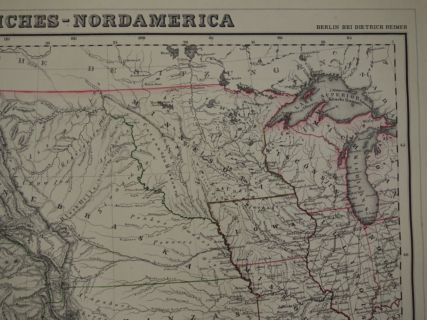 United States West Coast old map of USA in 1857 original antique map America vintage poster