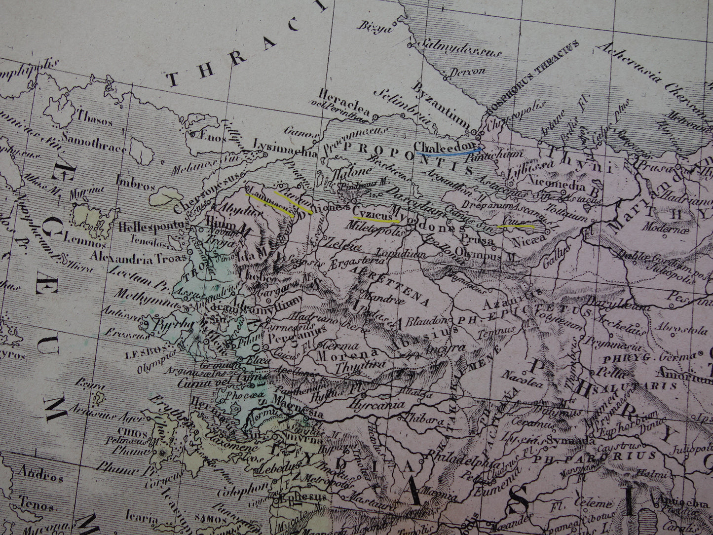 ASIA MINOR old map of Turkey Persia in ancient times 1876 original large antique map Middle East history map Persian Empire