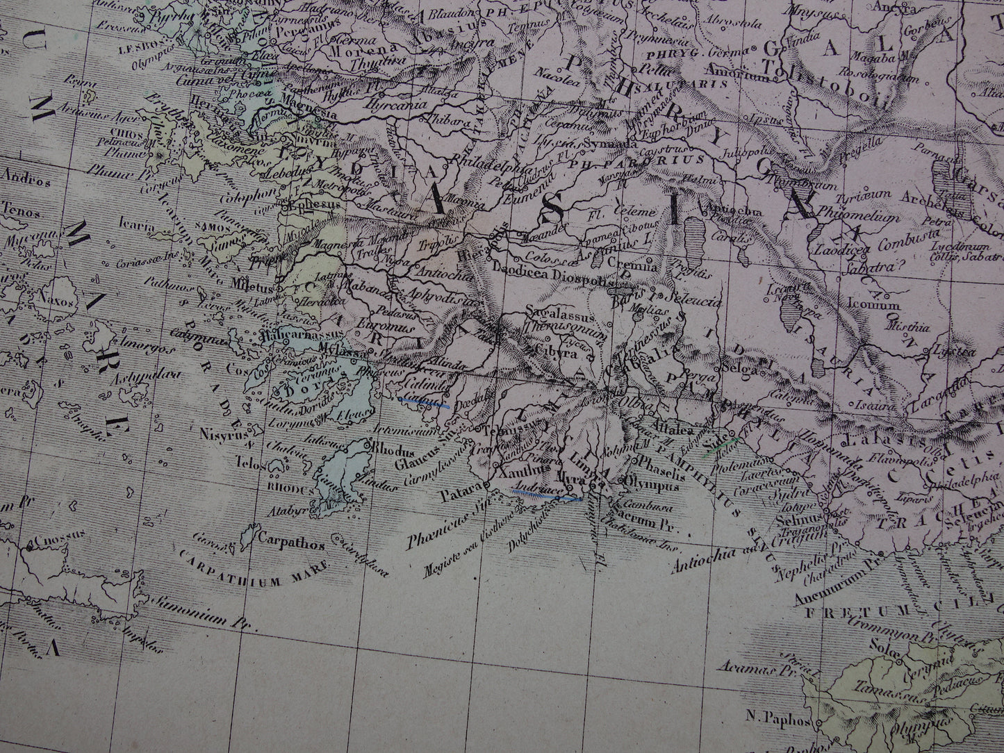 ASIA MINOR old map of Turkey Persia in ancient times 1876 original large antique map Middle East history map Persian Empire