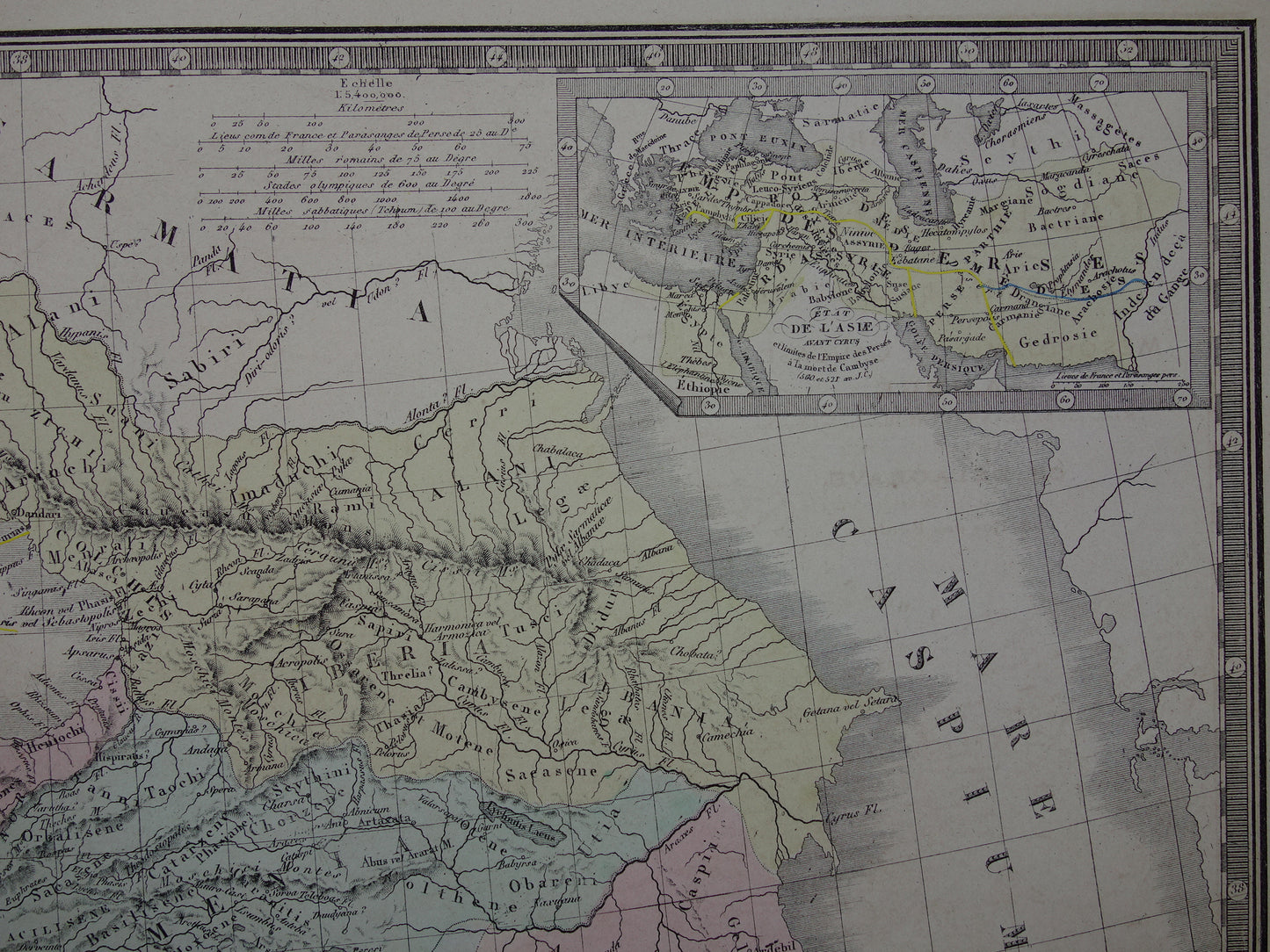 ASIA MINOR old map of Turkey Persia in ancient times 1876 original large antique map Middle East history map Persian Empire