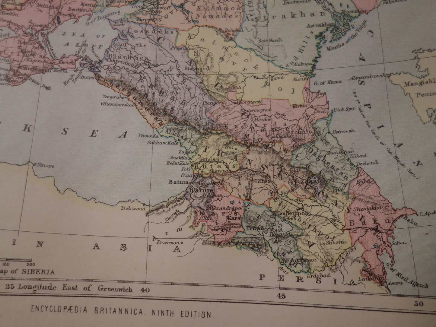 Old map of European Russia from the year 1886 original English antique map