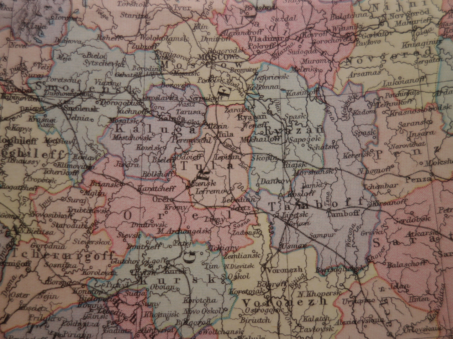 Old map of European Russia from the year 1886 original English antique map
