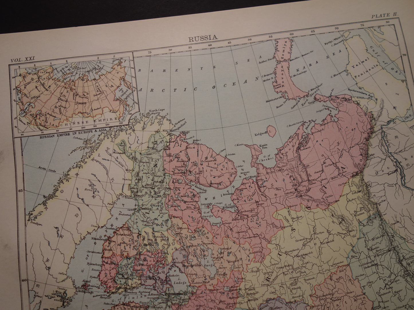 Old map of European Russia from the year 1886 original English antique map