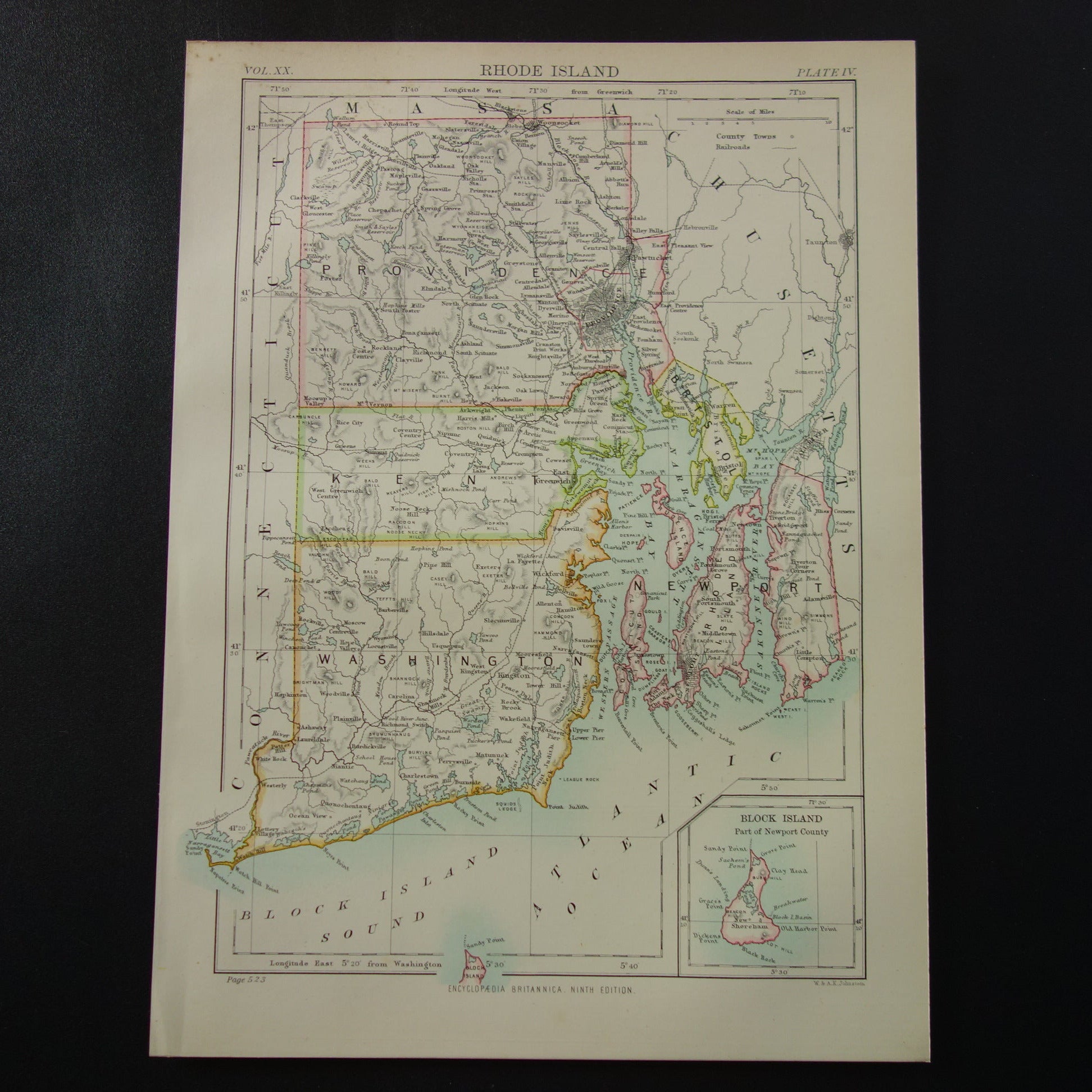 antique map of Rhode Island 1886 old maps for sale