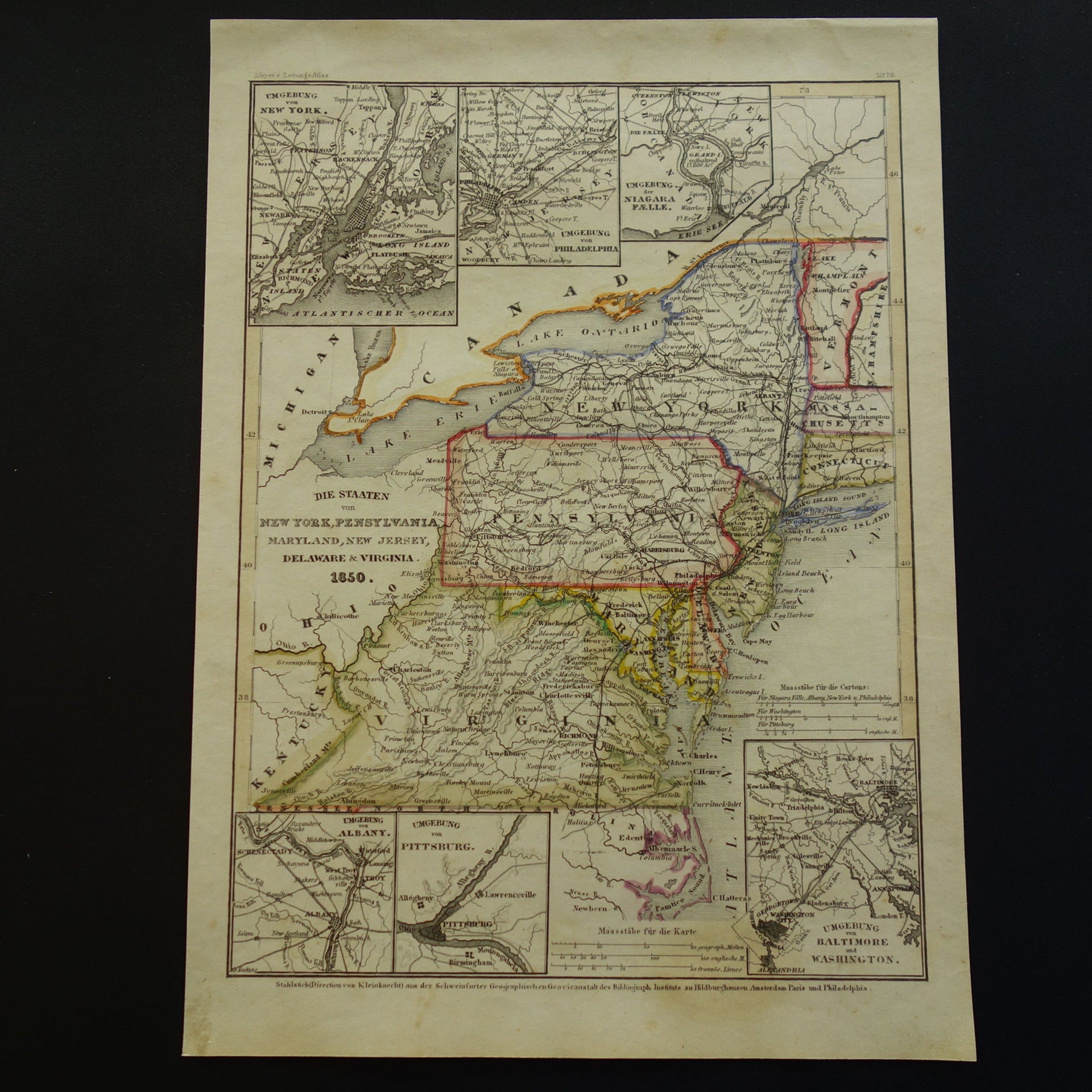 70 Die Staaten von New York, Pennsylvania, Maryland, New Jersey Zeitungs Atlas