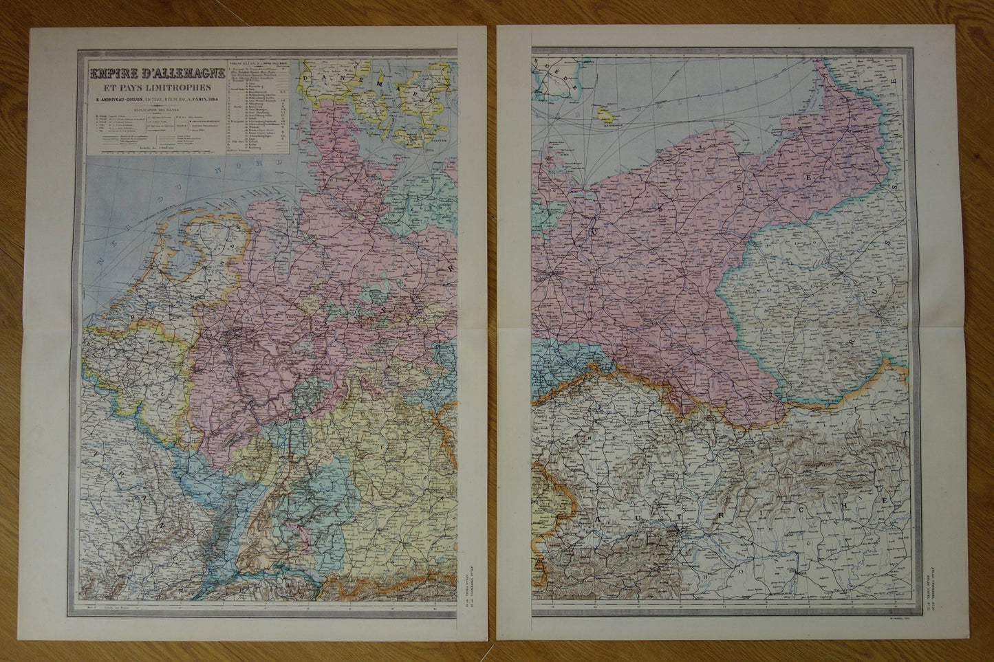 Large old map of Germany from 1884 Antique map German Empire Poland Netherlands with date