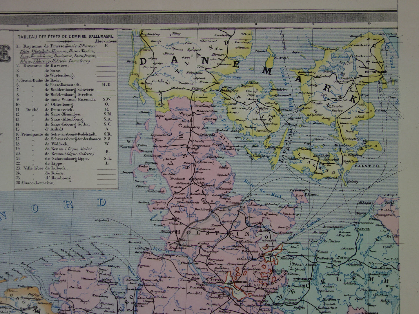 Large old map of Germany from 1884 Antique map German Empire Poland Netherlands with date
