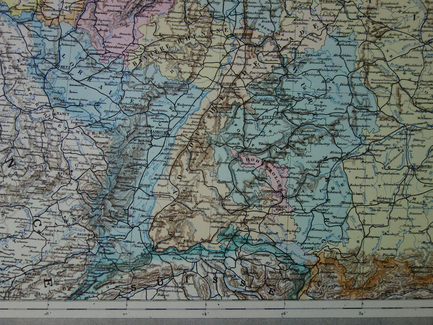 Large old map of Germany from 1884 Antique map German Empire Poland Netherlands with date