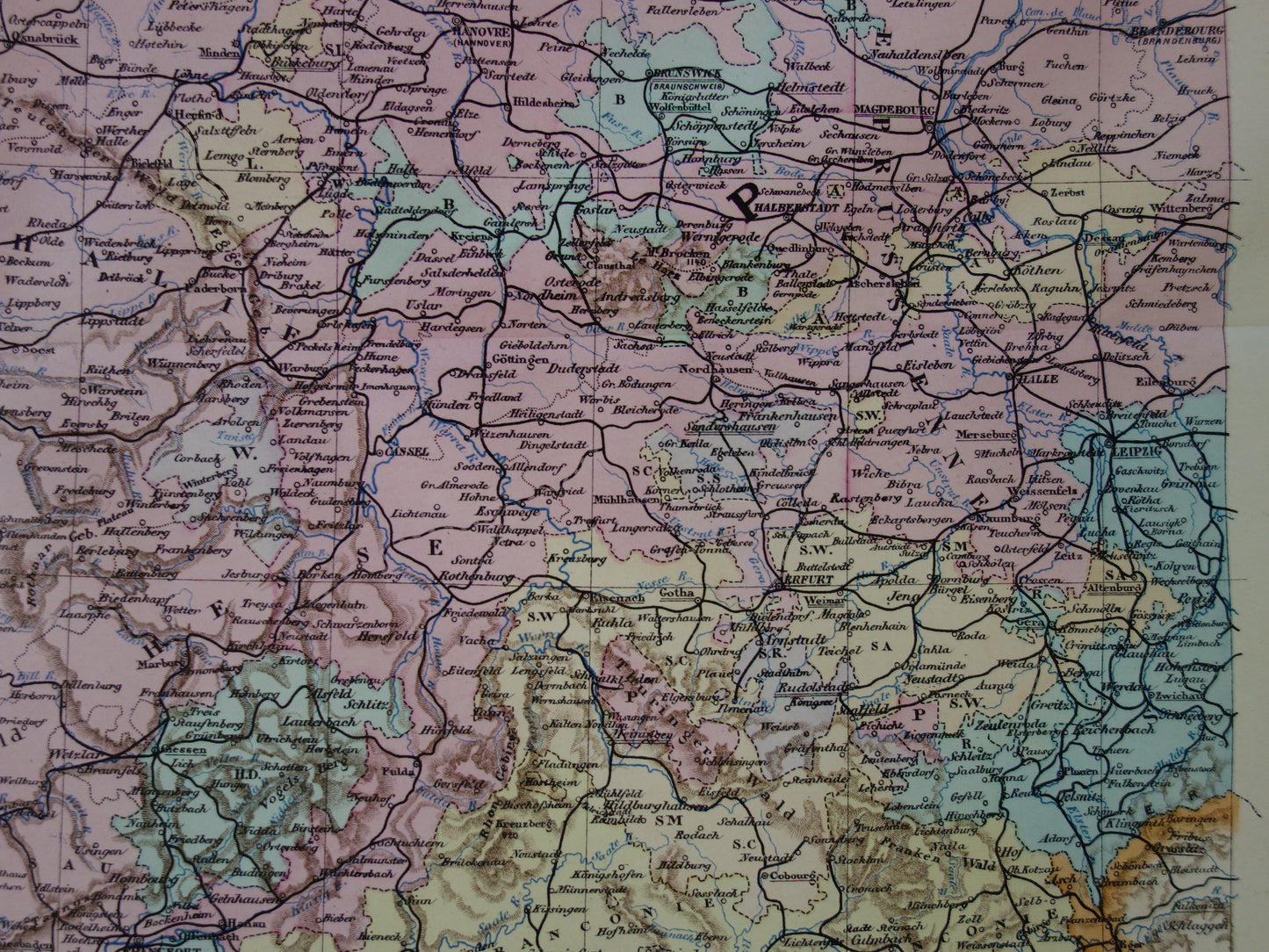 Large old map of Germany from 1884 Antique map German Empire Poland Netherlands with date