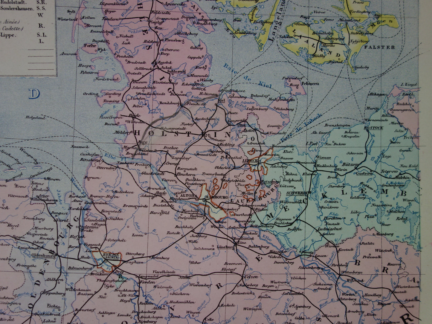 Large old map of Germany from 1884 Antique map German Empire Poland Netherlands with date