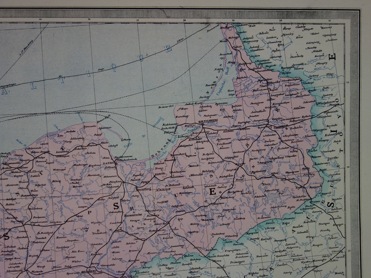 Large old map of Germany from 1884 Antique map German Empire Poland Netherlands with date