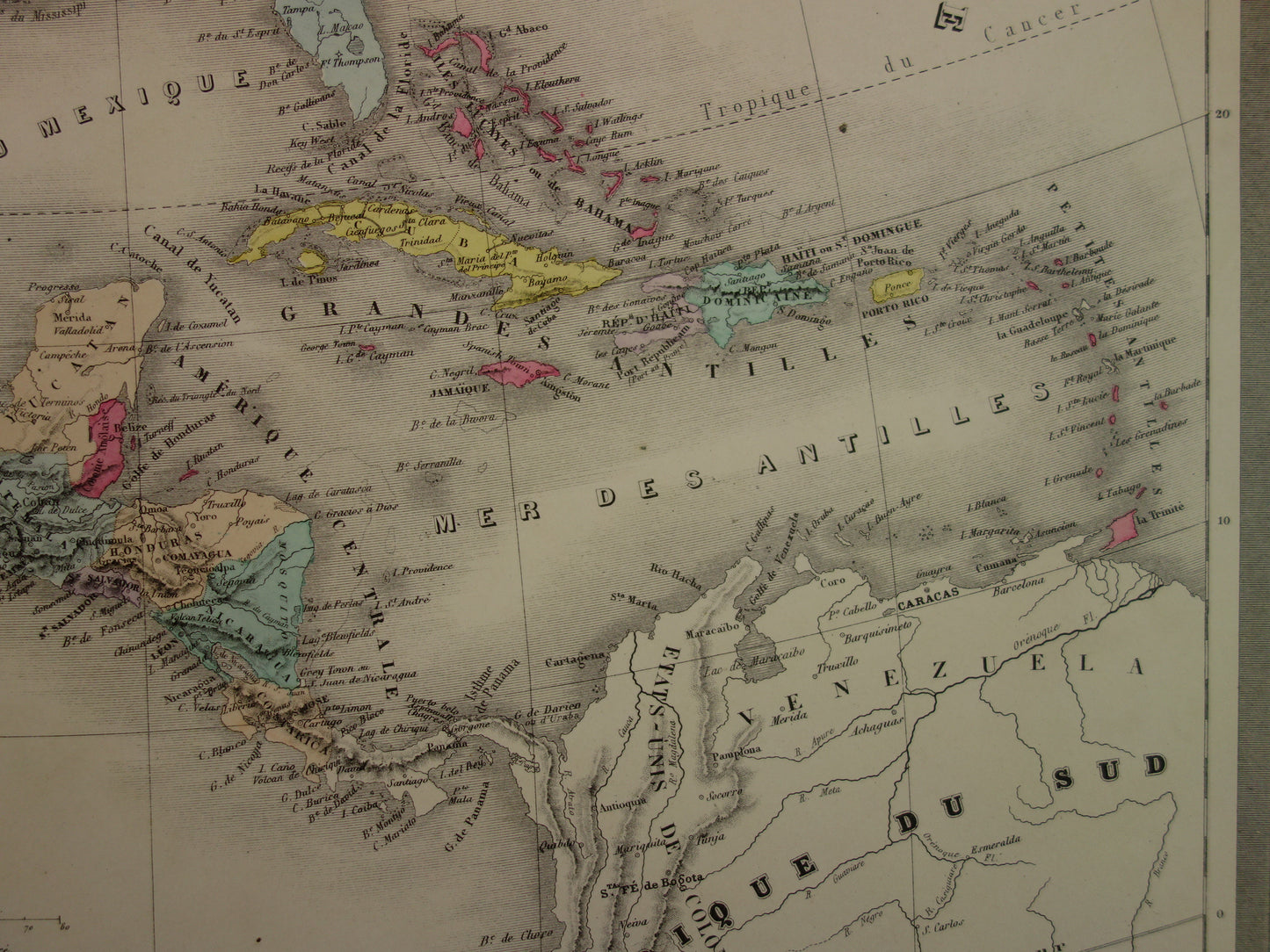 NORTH AMERICA Large old map from 1883 original antique French map Canada United States Mexico