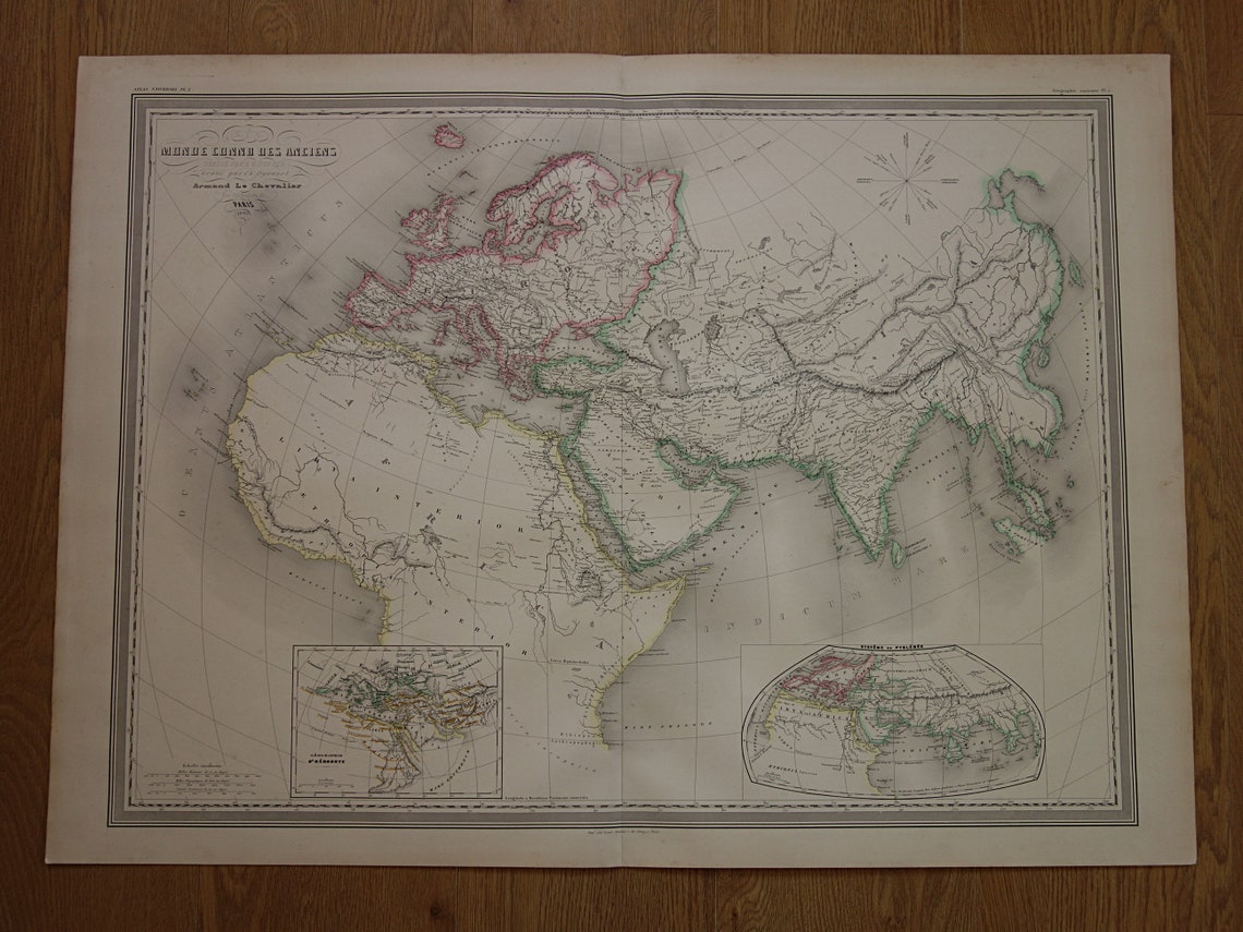 Old World Map of Classical Antiquity 1863 very large map of the world Ptolemy Herodotus