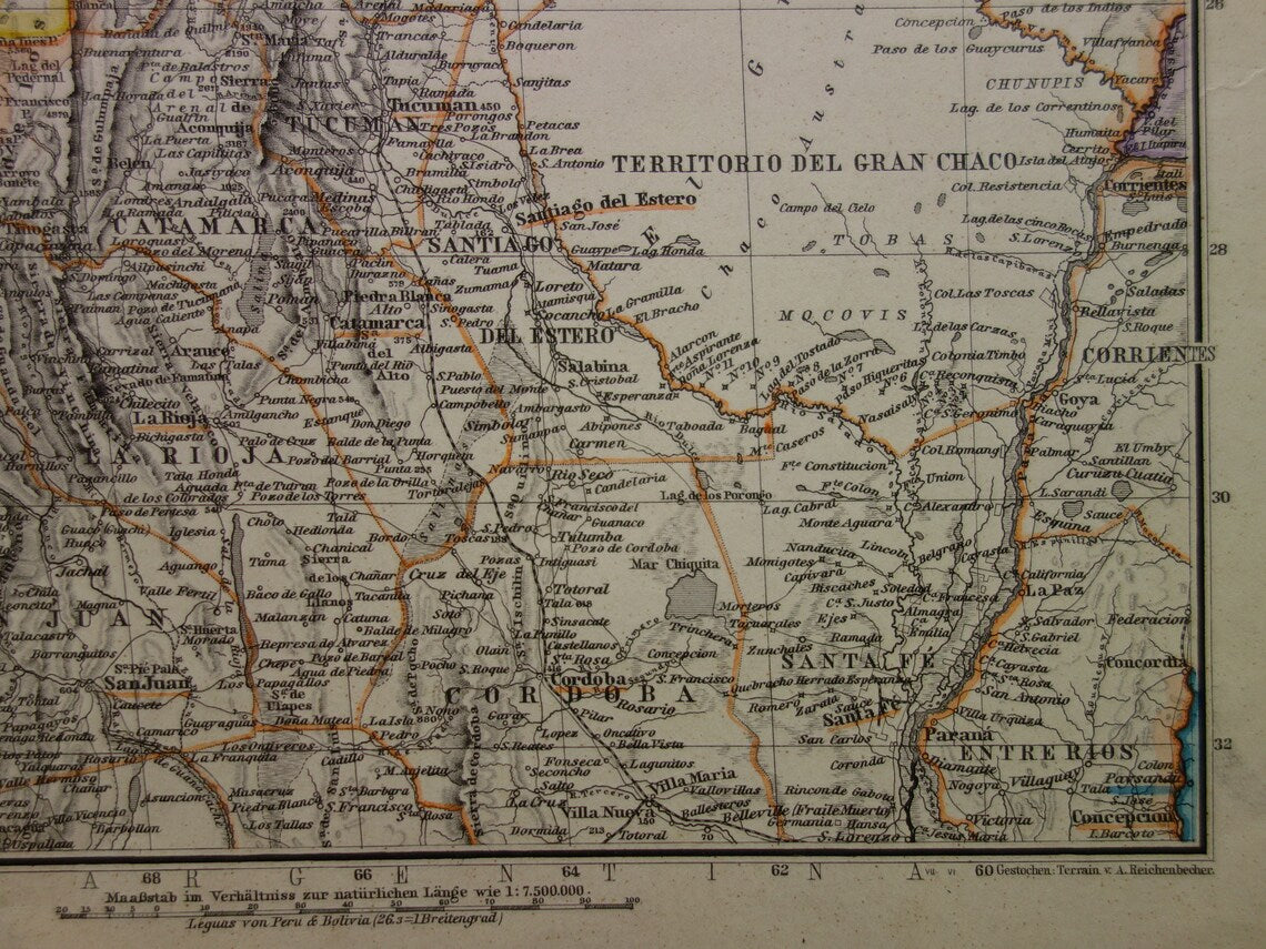 Old map Peru Chile Bolivia antique map - maps with date