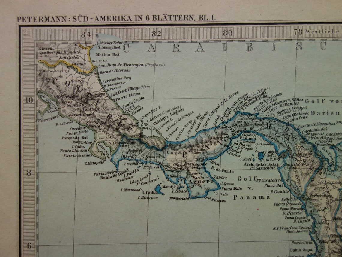 Old map Venezuela Colombia Ecuador Peru antique map - maps with date