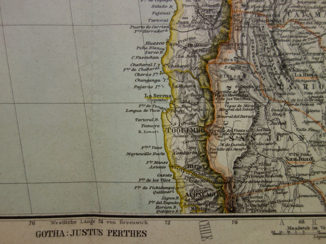 Old map Peru Chile Bolivia antique map - maps with date