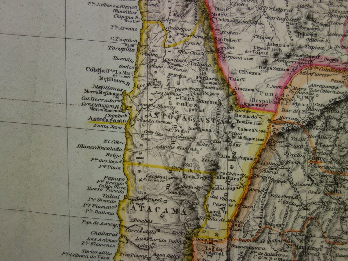 Old map Peru Chile Bolivia antique map - maps with date