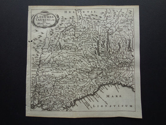 Italien – über 360 Jahre alte Karte Nordwestitaliens aus der Antike (1661), originale antike niederländische Karte im kleinen Format