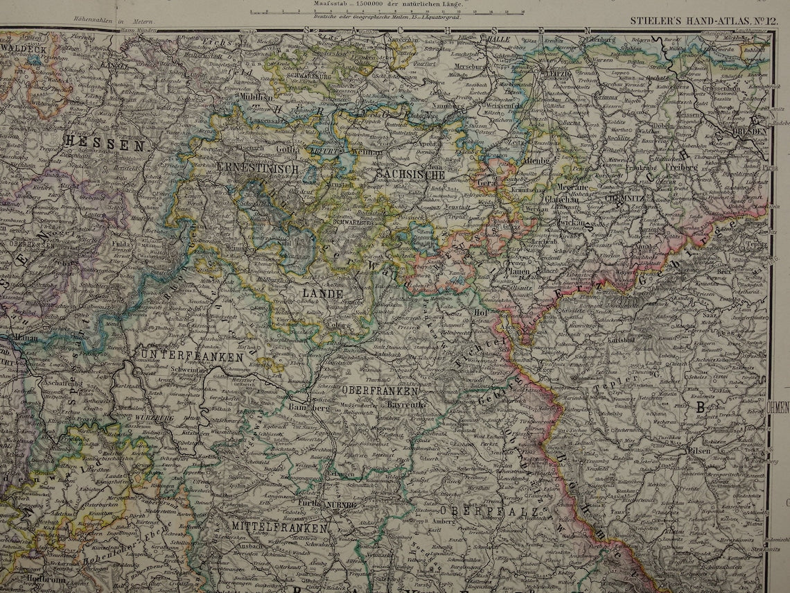 Large antique map of GERMANY map of the German Empire in 1892 original 130+ year old maps Berlin Prussia Poland XXL Very Large