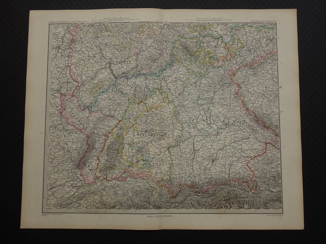 Large antique map of GERMANY map of the German Empire in 1892 original 130+ year old maps Berlin Prussia Poland XXL Very Large