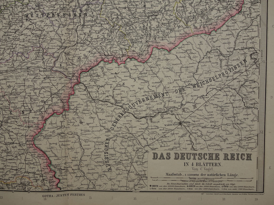 Large antique map of GERMANY map of the German Empire in 1892 original 130+ year old maps Berlin Prussia Poland XXL Very Large