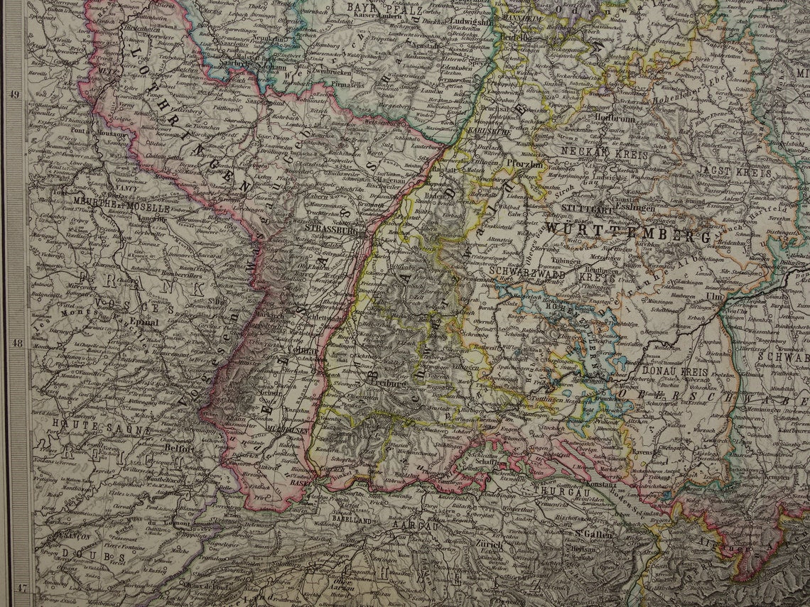 Large antique map of GERMANY map of the German Empire in 1892 original 130+ year old maps Berlin Prussia Poland XXL Very Large
