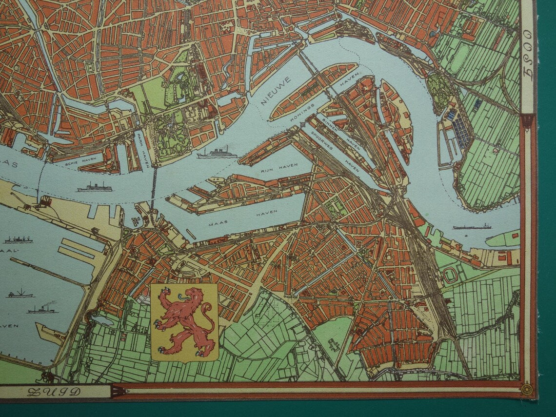 ROTTERDAM old map of Rotterdam in 1940 original vintage map