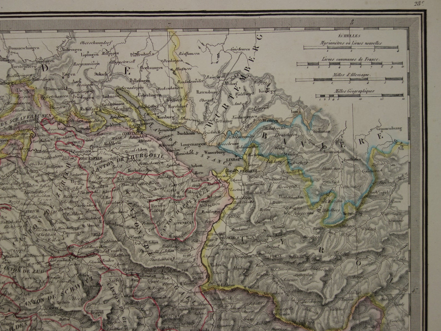 SWITZERLAND Large old map from 1851 original antique French map with date