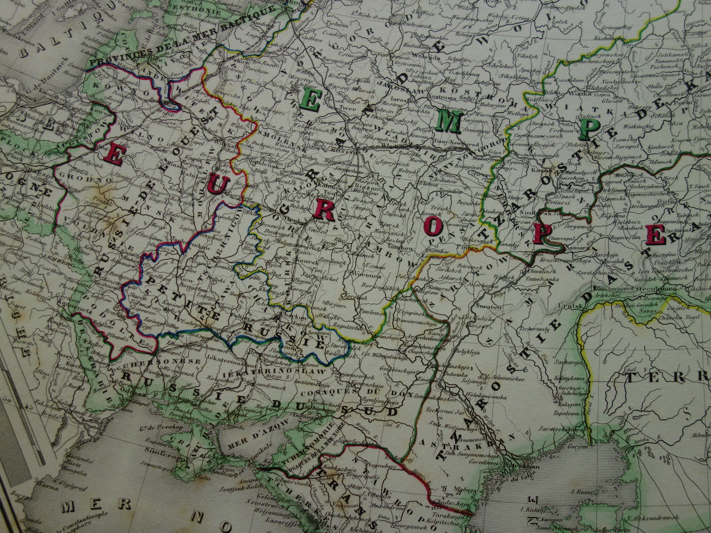 Old map of Russia Very large map of European and Asian part of Russian Empire from 1858 Original vintage maps