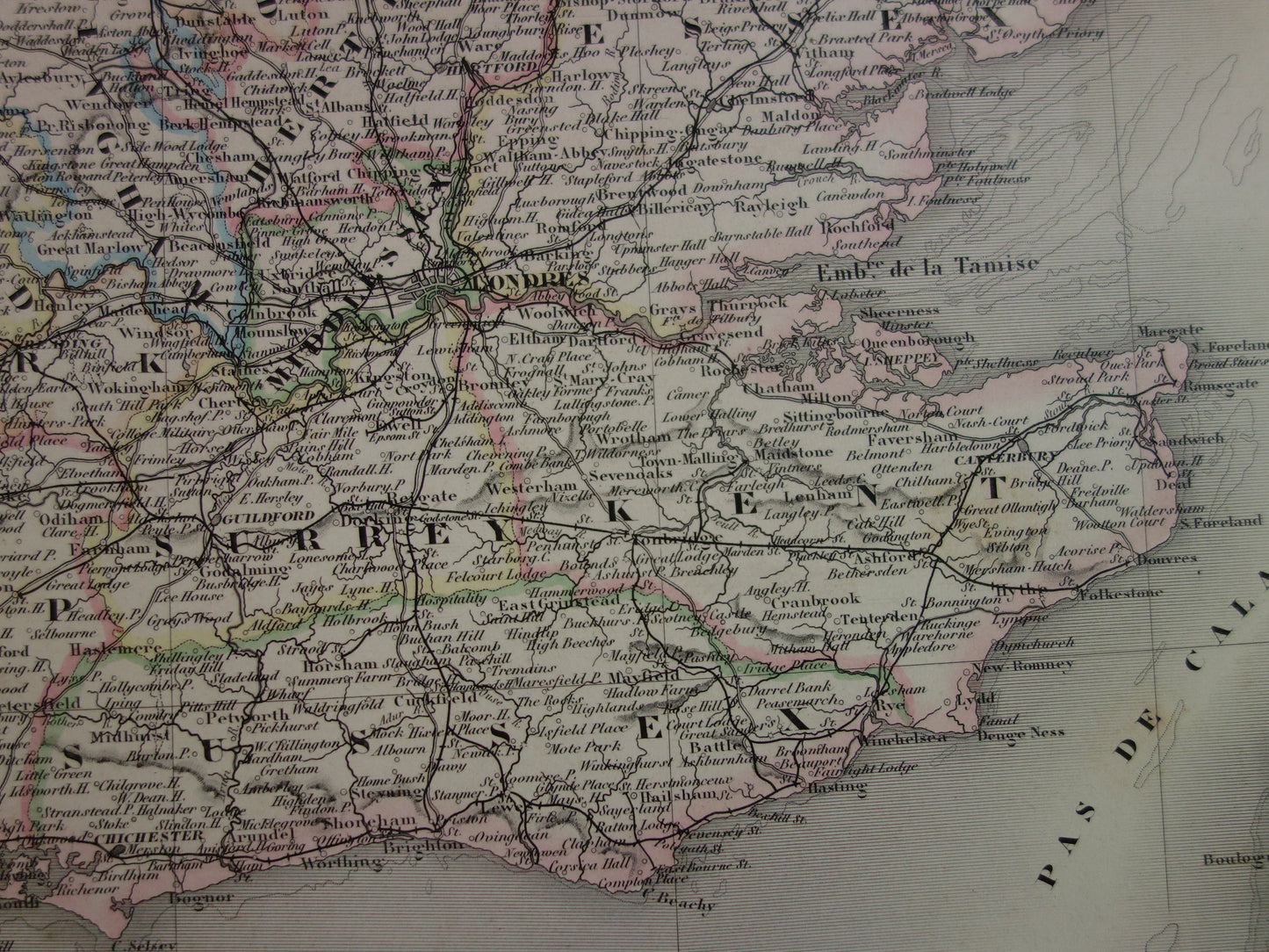 ENGELAND grote oude kaart van Engeland en Wales 1863 originele antieke landkaart London vintage poster