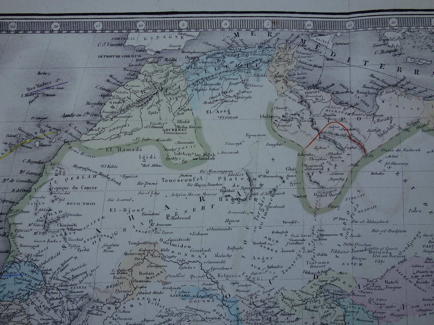 Large old map of Africa from 1876 Antique hand-colored map print of African continent