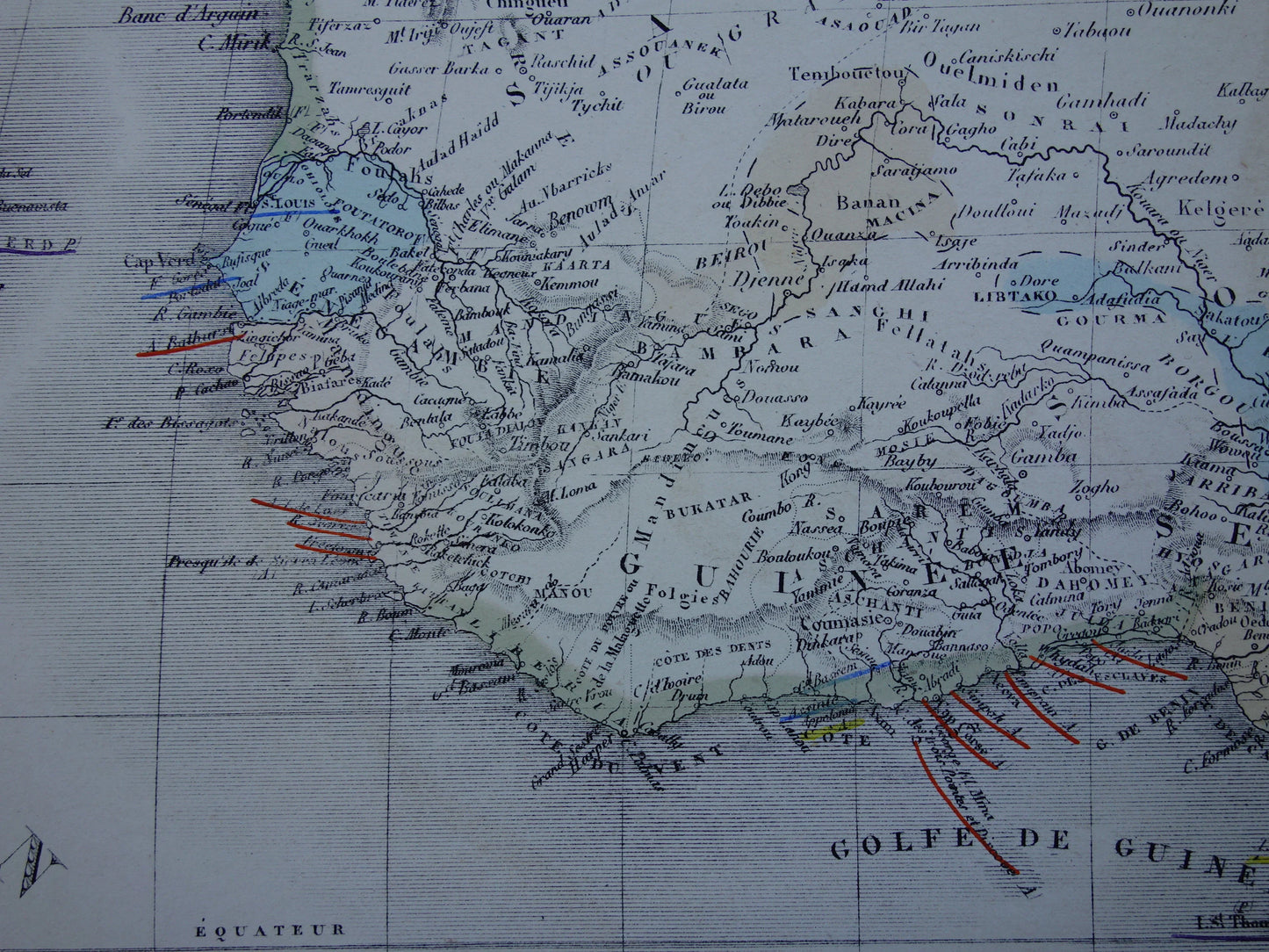 Large old map of Africa from 1876 Antique hand-colored map print of African continent