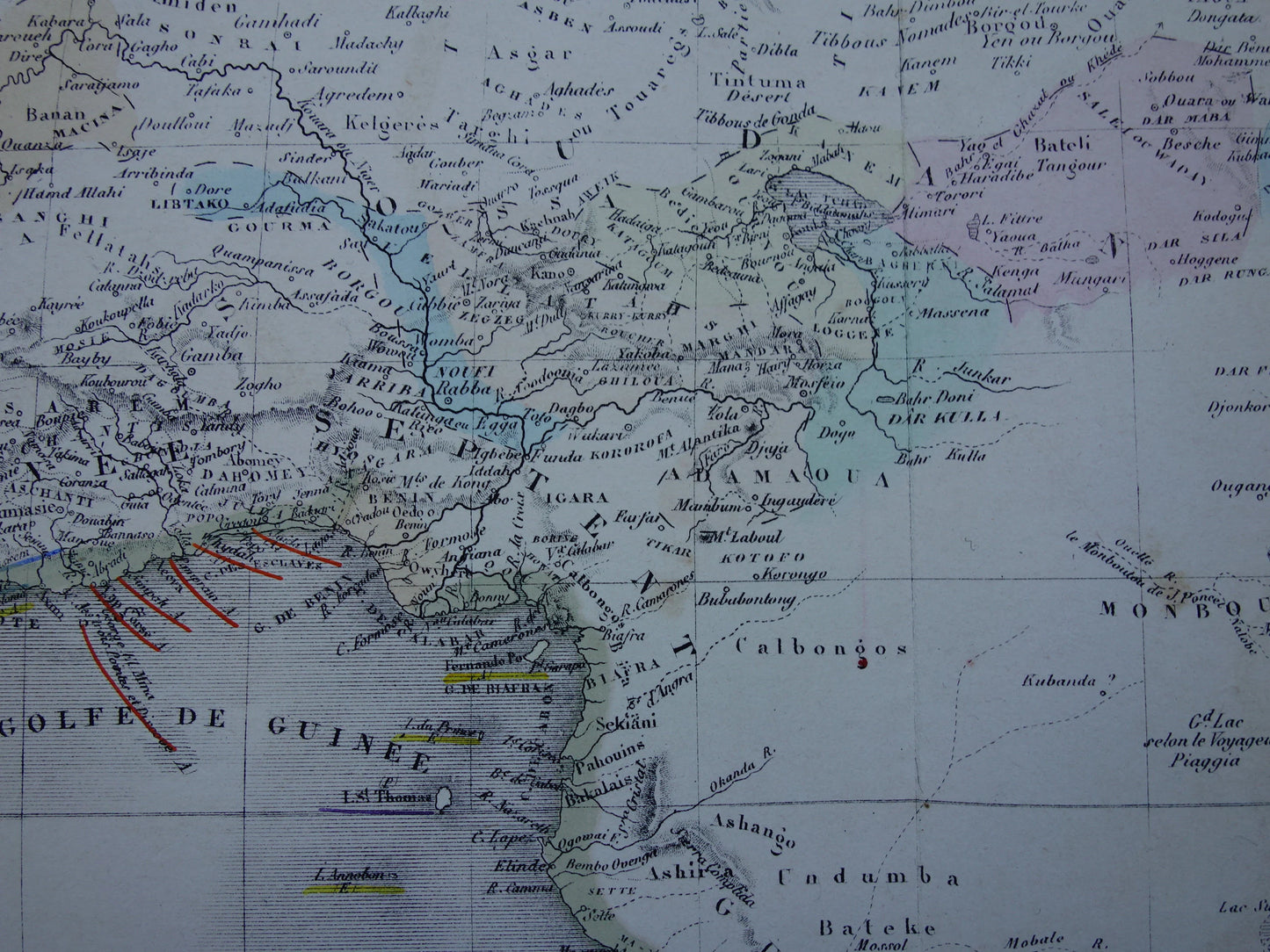 Large old map of Africa from 1876 Antique hand-colored map print of African continent
