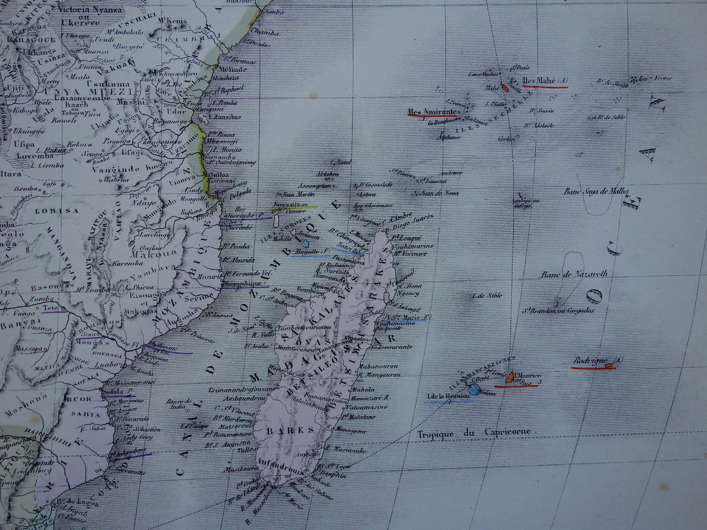 Large old map of Africa from 1876 Antique hand-colored map print of African continent