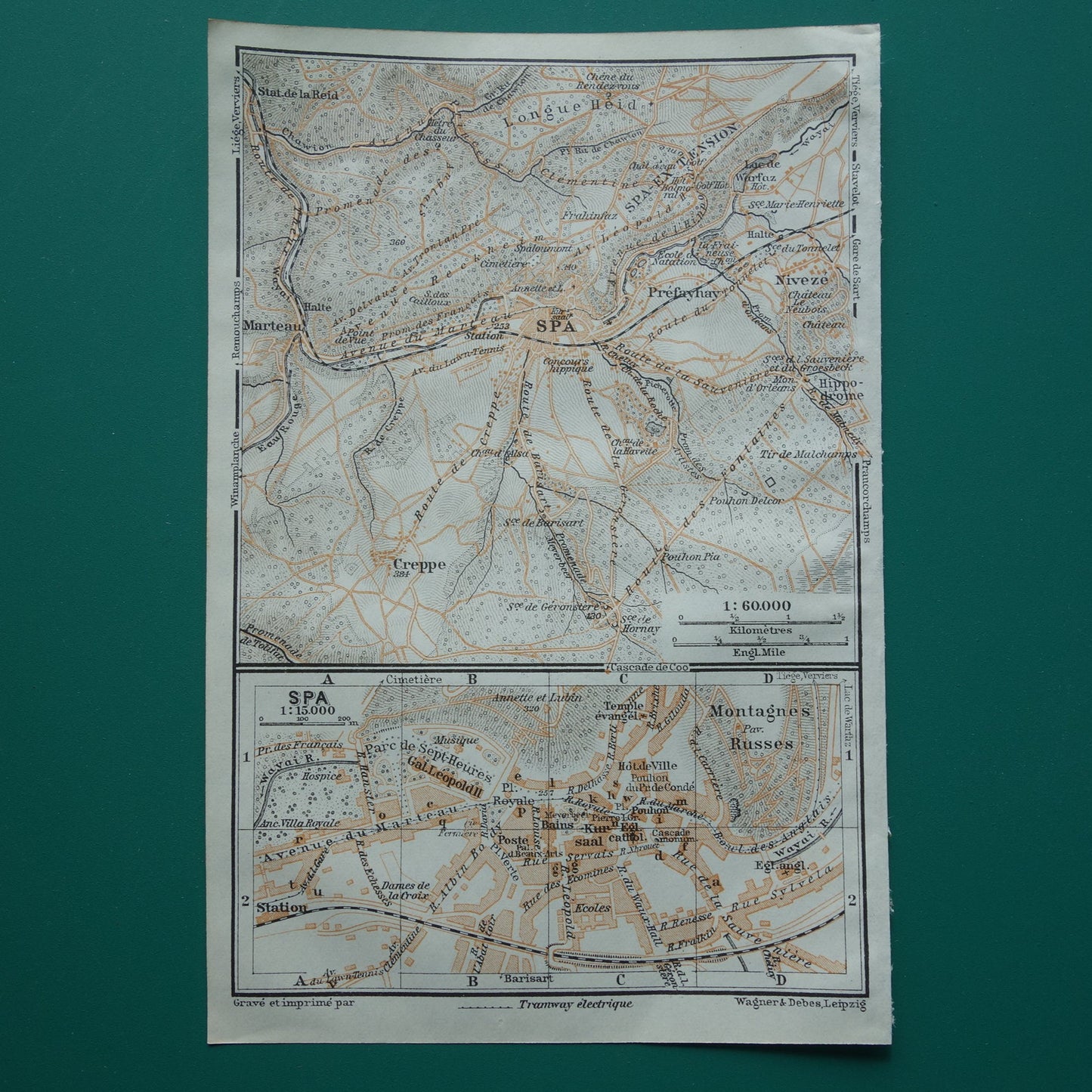 SPA old map of Spa Belgium from 1914 small original antique map of Spa