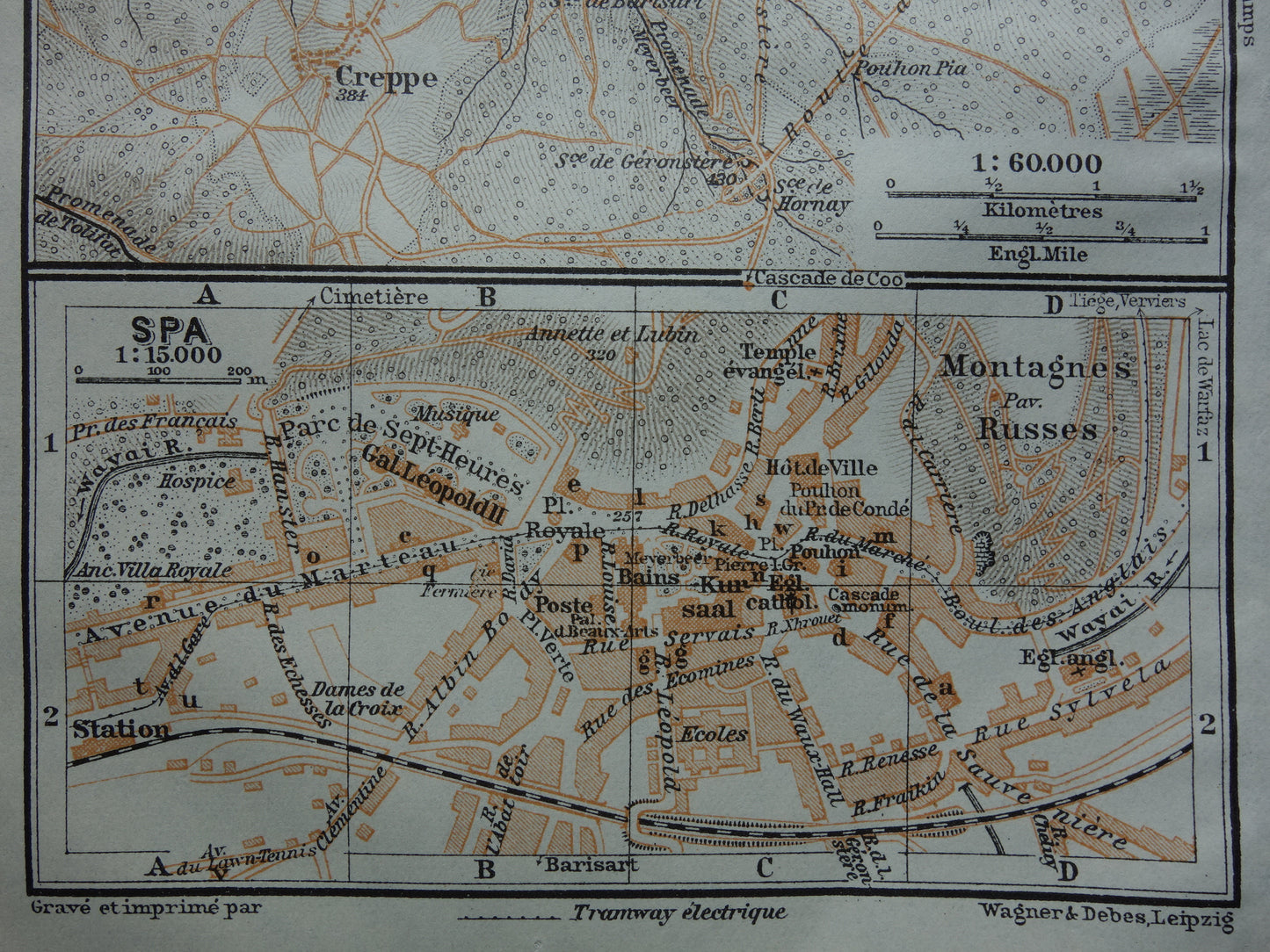 SPA old map of Spa Belgium from 1914 small original antique map of Spa