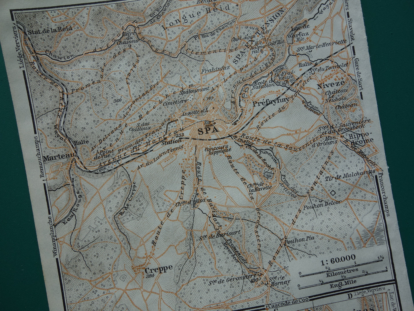 SPA old map of Spa Belgium from 1914 small original antique map of Spa
