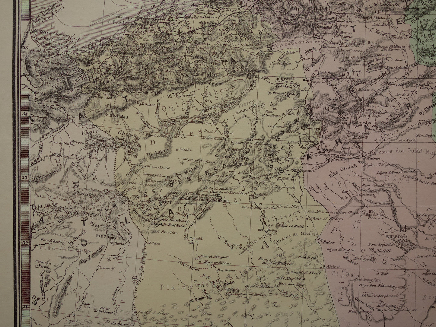 ALGERIEN Alte Karte von Algerien und allen französischen Kolonien aus dem Jahr 1876 Antikes großes Kartenposter Frankreich