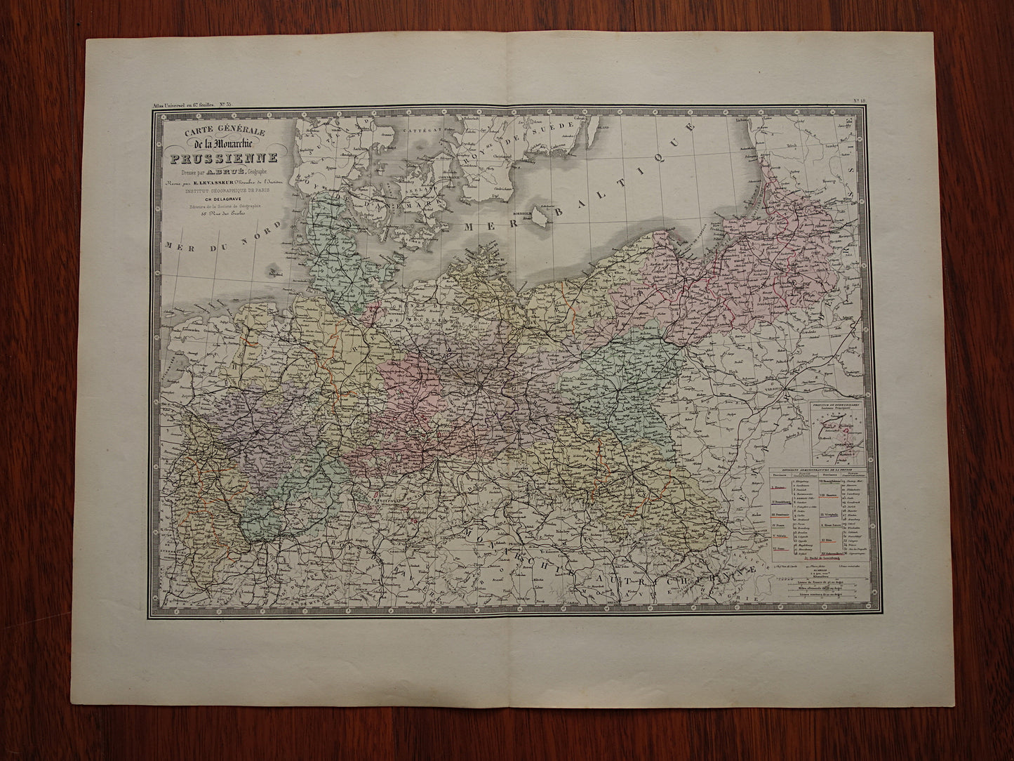 Pruissen grote oude kaart van Duitsland uit 1876 originele antieke handgekleurde landkaart poster