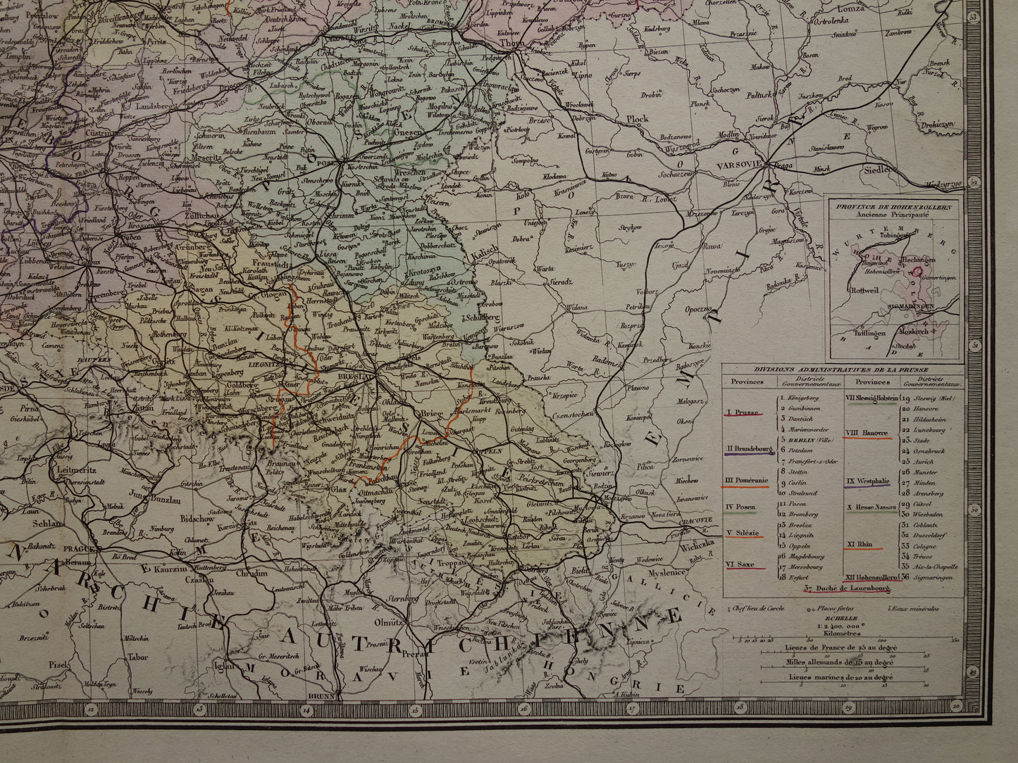 Prussia large old map of Germany from 1876 original antique hand colored map poster