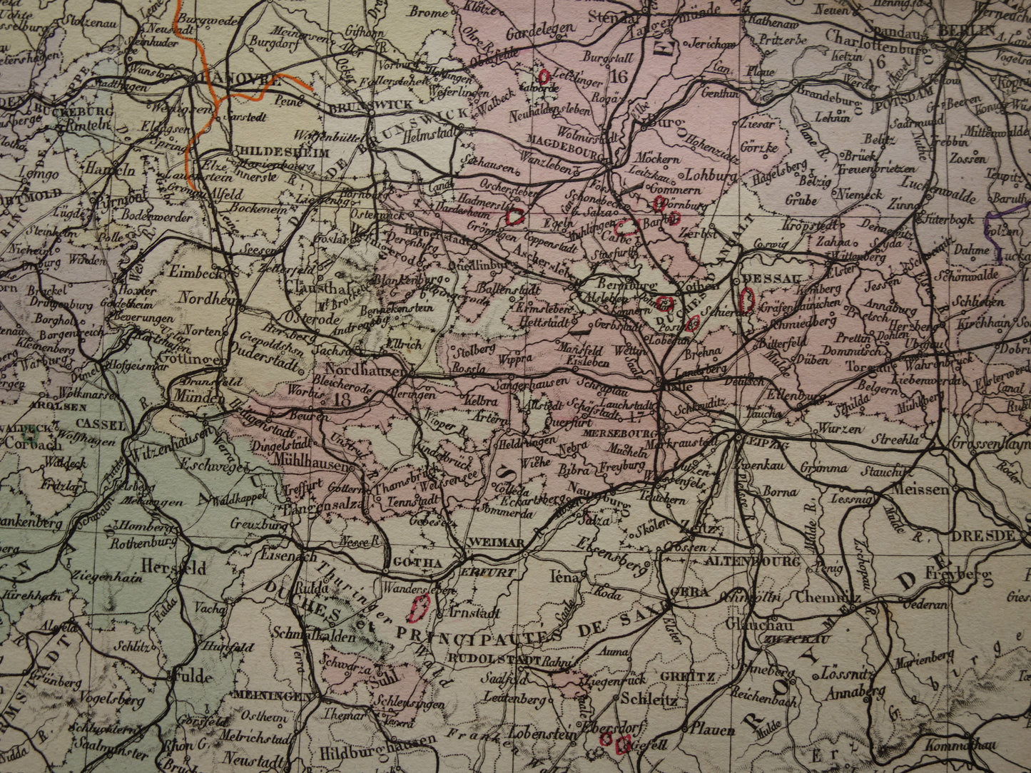 Prussia large old map of Germany from 1876 original antique hand colored map poster