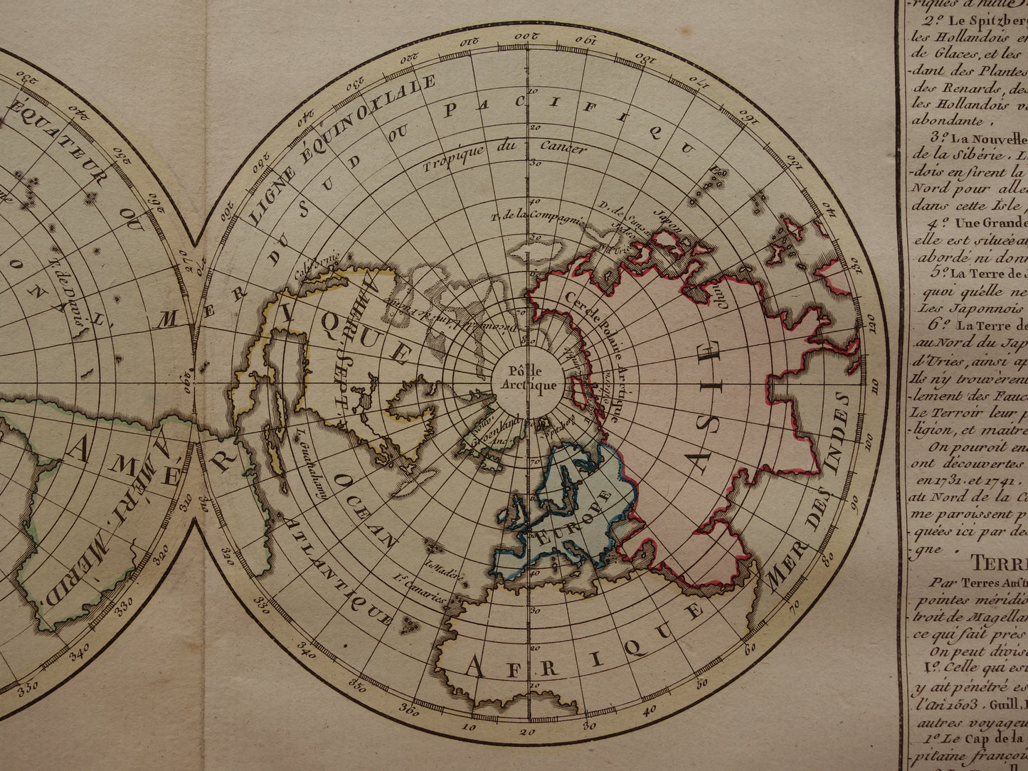 Old world map from 1761 Large original historical map of the world Double hemisphere with date