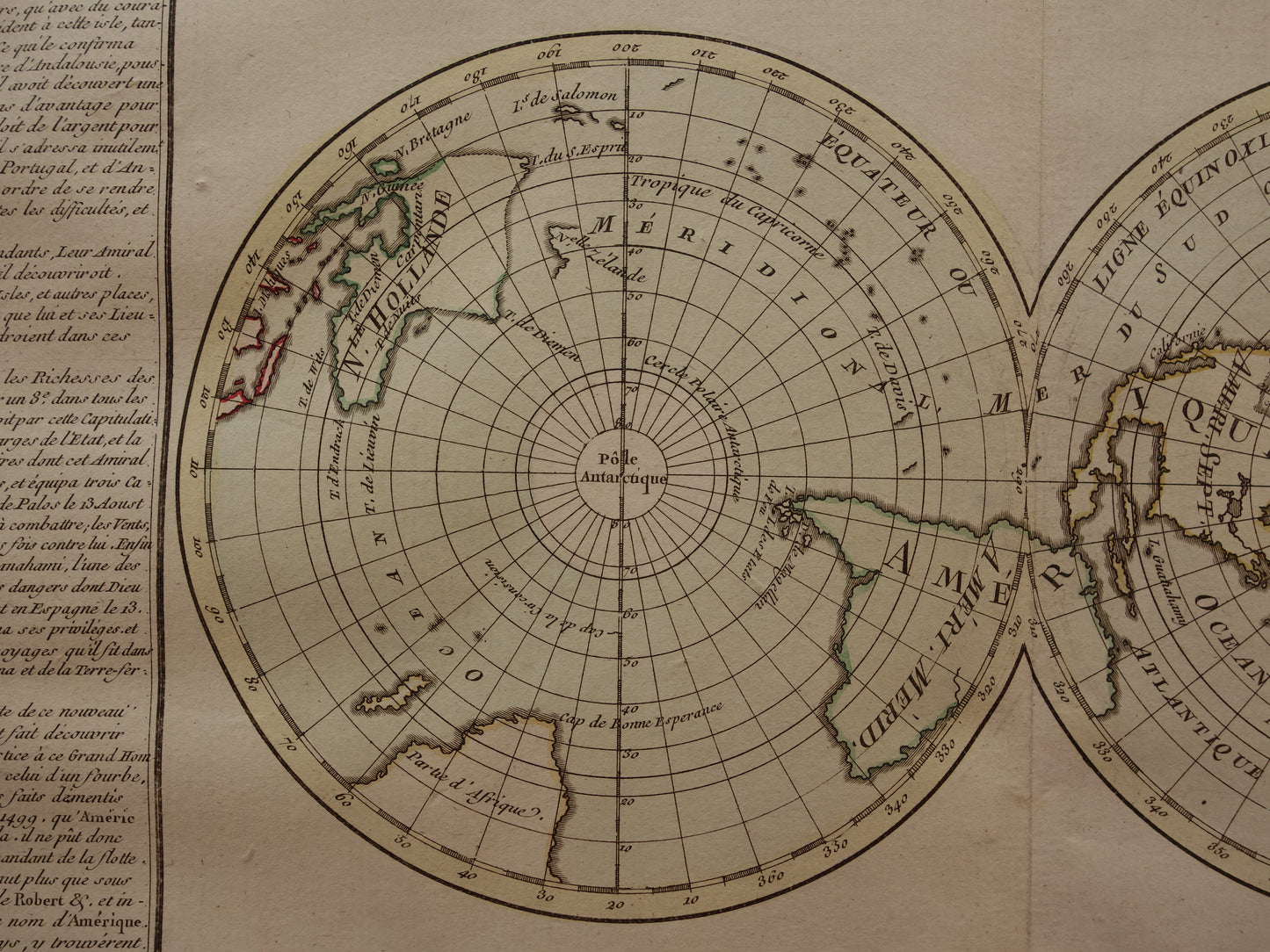 Old world map from 1761 Large original historical map of the world Double hemisphere with date