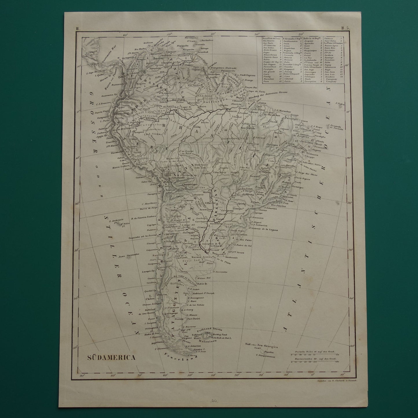 oude historische landkaarten van Zuid-Amerika 1849 kopen