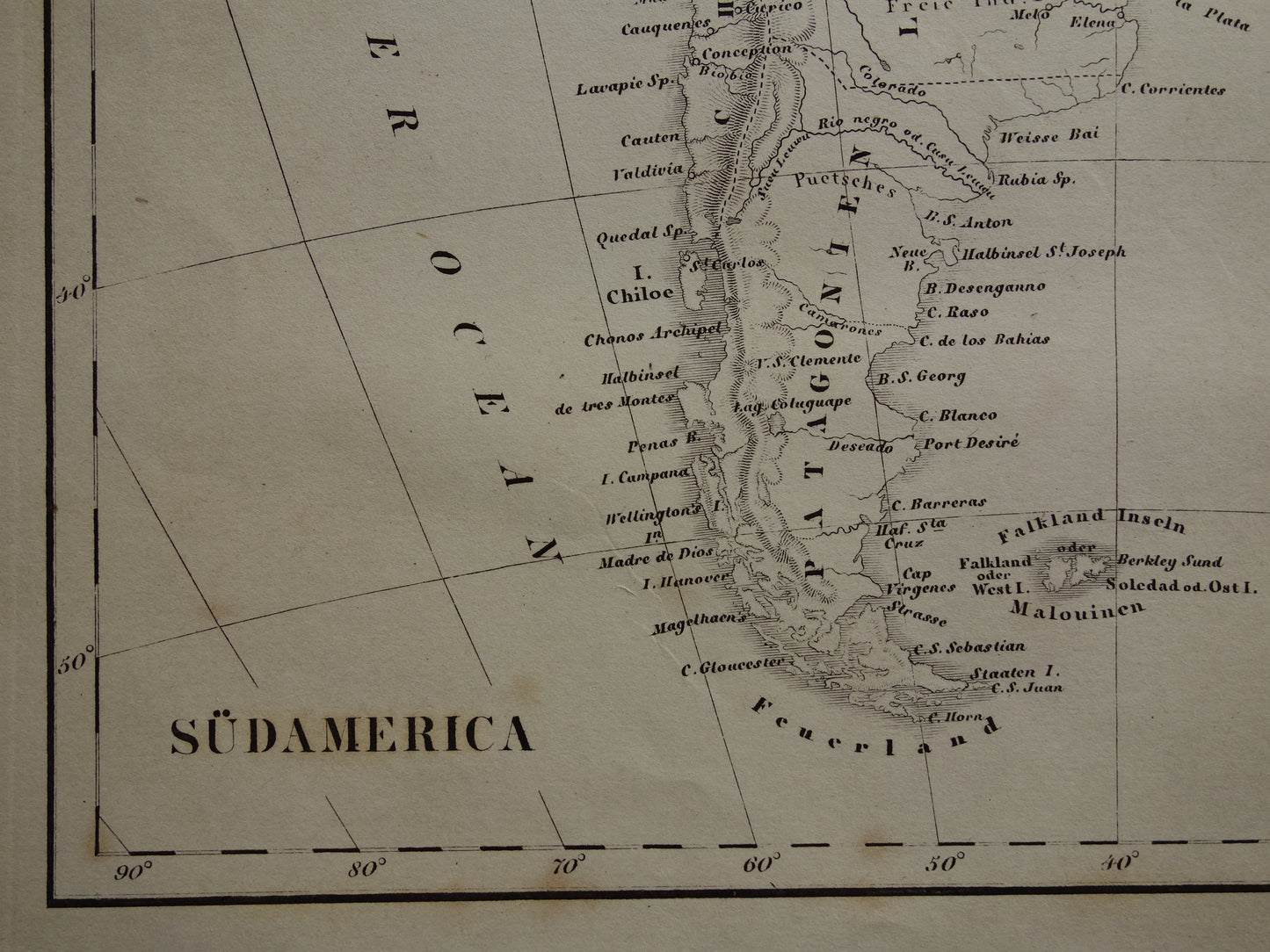 SOUTH AMERICA antique map 170+ year old map of continent from 1849 - original vintage historical maps Brazil Patagonia Suriname