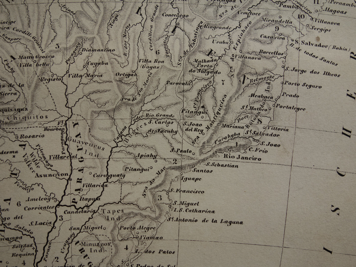 SOUTH AMERICA antique map 170+ year old map of continent from 1849 - original vintage historical maps Brazil Patagonia Suriname